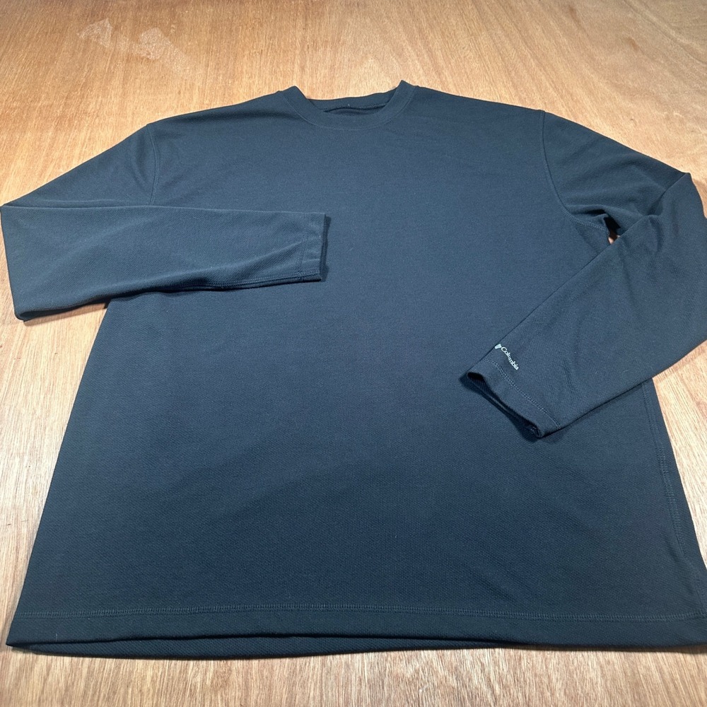 Columbia Omni-Dry Shirt Mens XL Black Long Sleeve Waffle Knit Hiking Active Tee